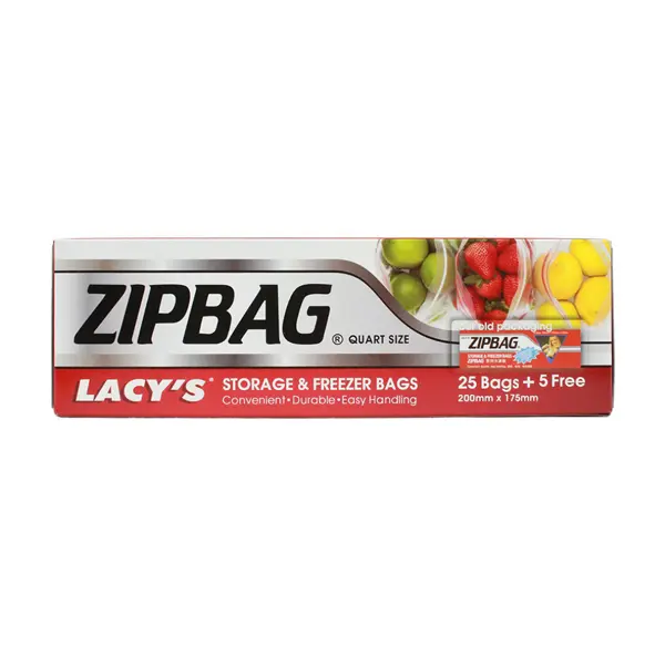 LACYS ZIPBAG QUART 200X175X05MM 25PCS